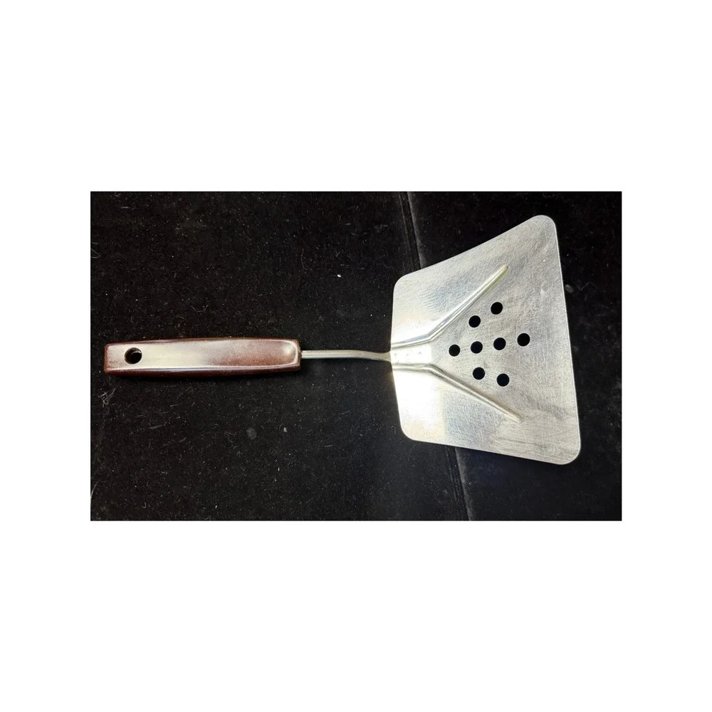 Vintage Stainless Steel Perforated Spatula Brown Bakelite Handle Kitchen‎ Tool